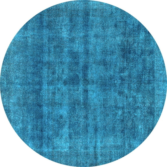 Ahgly Company Indoor Round Abstract Light Blue Modern Area Rugs, 7' Round