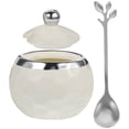 thumbnail image 4 of Miangastore Porcelain Sugar Bowl with Lid Spoon Sugar Container Multifunctional Ceramic Seasoning Jar, 4 of 9