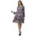 thumbnail image 3 of Moomaya Rayon Flared Dress For Womens Long Sleeve Printed V-Neck Casual Beach Dress For Girls, 3 of 7