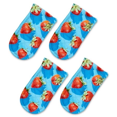 

Pot Handle Holder Covers 4Pcs Vibrant Strawberries Arranged In Aerial Pattern On Blue Background Non Slip Heat-Resisting Pan Handle Covers For Home Kitchen Baking Cooking BBQ Cookwares 6×3In