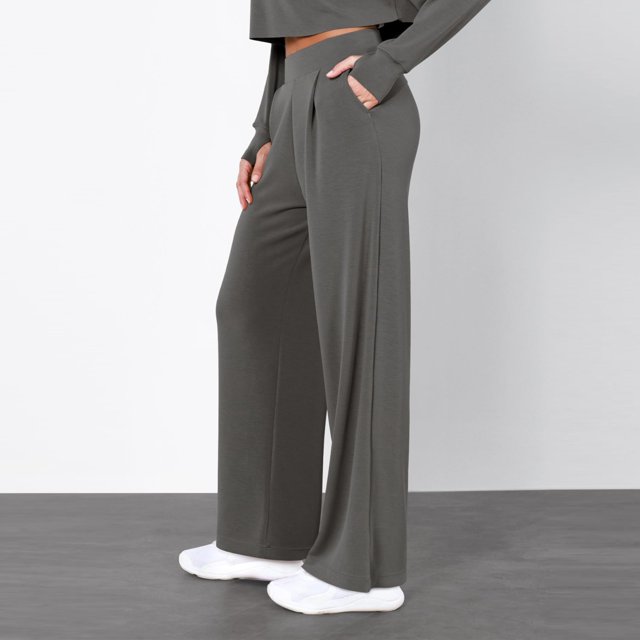 WILLBEST Pantalones Casuales para Mujer, de Pierna Ancha, Cintura Alta Elástica, para Trabajo, Negocios, Largos y Rectos, para Verano Grande