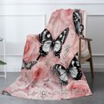 thumbnail image 2 of Spxubz Butterfly And Rose Pattern Flannel Throw Blanket For Gift Home Sofa Bed Decoration 50x40 inch, 2 of 5