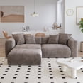 thumbnail image 3 of Magic Home Convertible Sectional Sofa Modular Couch,Modern Corduroy Sofa with Pillows for Living Room,Apartment and Small Space,2-Seat Sofa,Brown, 3 of 14