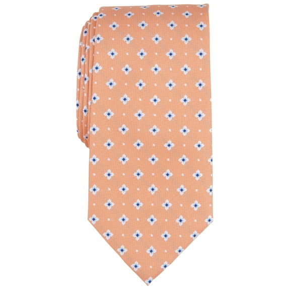 Club Room Mens Classic fit Tie Necktie One Size Orange Blue Medallion