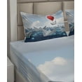 thumbnail image 5 of Ambesonne Abstract Fitted & Top Sheet Set with Shams, Paper Boats and Balloon, Vermilion Blue Grey, 5 of 7
