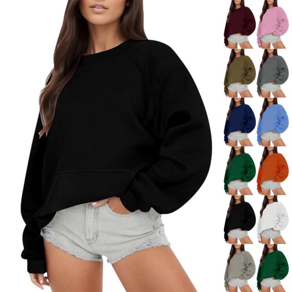 Women's Oversized Sweatshirt, Women's Crewneck Oversized Sweatshirt Raglan Sleeve Long Sleeve Pullover Tops Casual