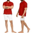 thumbnail image 4 of HAPPY BAY Men's Button Down Untucked Shirts Casual Stylish Regular Hawaiian Shirt 4XL Red, Plain, 4 of 6
