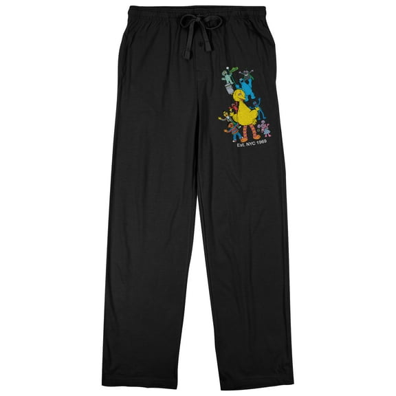 Sesame Street Character Line-Up Adult Black Sleep Pajama Pants-XXL