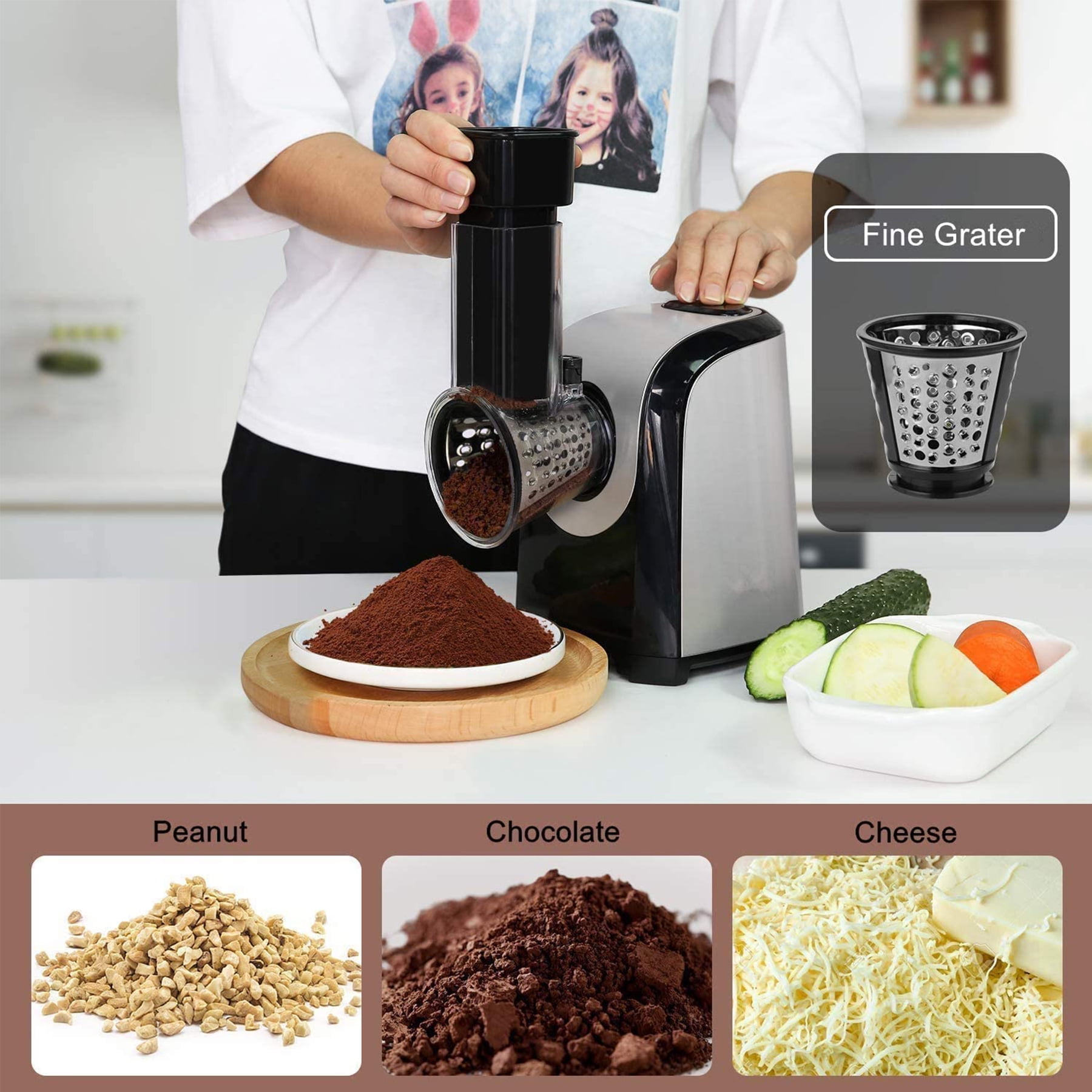 5 in 1 Professional Cheese Grater Electric, Electric Cheese Grater for  Block Che