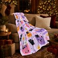 thumbnail image 3 of Whimsical autumn celebration Cats Ghosts Bats Pastel Purple Pattern, Warm Flannel Blanket for Living Room and Bedroom, Playful Pet Portrait Pattern, Cat Lovers autumn celebration Gift, 3 of 7
