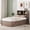 Walnut, variant on Twin Size Bed Frame with Built-in USB Port on Bookcase Headboard and 2 Drawers, Wooden Platform Bed with Slats Support for Bedroom, No Box Spring Needed, White Washed