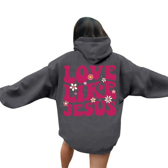 SNOWSONG Clearance! Hoodies for Women, Trendy Queen Hoodie Women's Fashionable Youth Campus Top Printed Floral Sweatshirt Hoodie, Oversized Hoodie, Women Clothing Dark Gray S