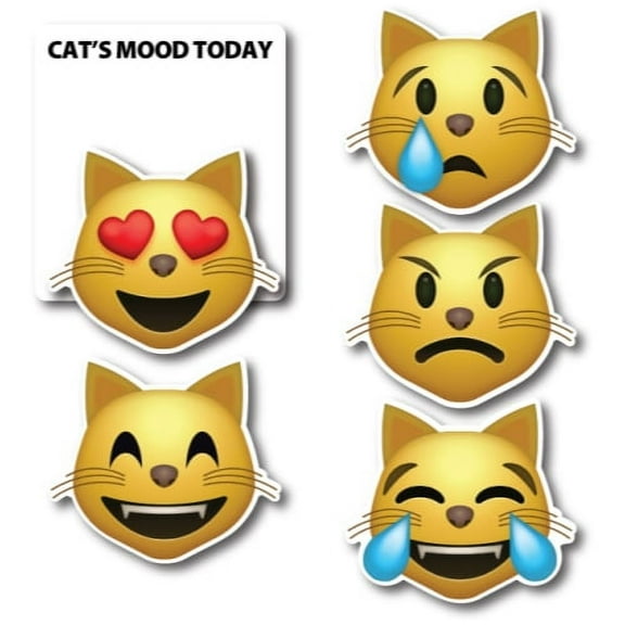 Magnet Me Up Today's Mood Cat Emoticon Magnet Decal Variety Pack, One 3.5x4 Inch Mood Board and Five 3 Inch Mini Emoticons