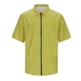 thumbnail image 6 of LIIPEE Men Shirts Casual Solid Color Short Sleeve Lapel Zipper Summer Beach Shirt Male Lightweight Texture Fashion Tops Comfortable Breathable Soft Daily Shirts,Yellow,S, 6 of 10