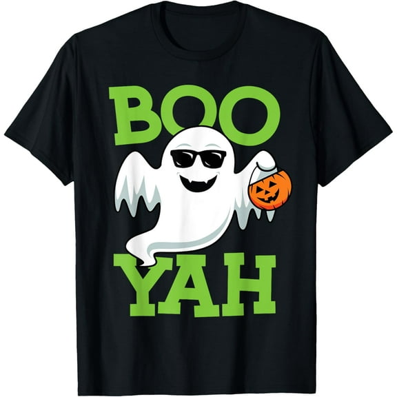 Kids Ghost Boo Yah Boys Halloween 2024 Funny Spooky T-Shirt