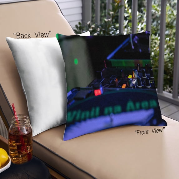 Ahgly Company Music DJ Outdoor Throw Pillow, 18 inch by 18 inch