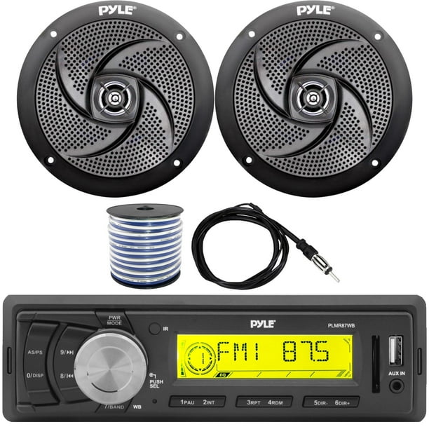 Pyle AM/FM InDash Marine MP3 Player USB AUX Headunit Receiver, 2 x 4