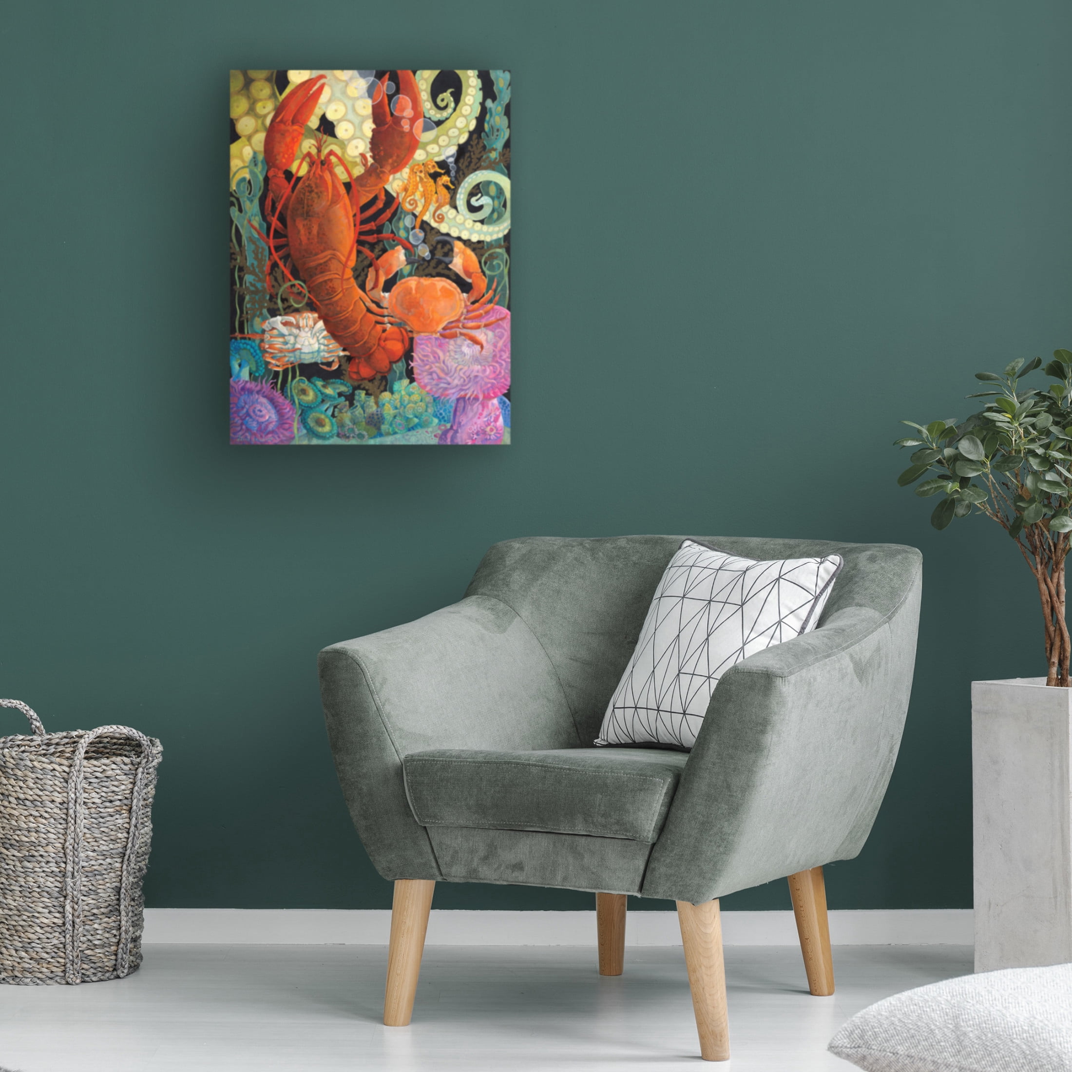 Canvas Wall Art - David Galchutt 'Lobster Dance' Wall Art for Living Room, Bedroom, or Office Décor by Trademark Fine Art - 35 x 47 Inches