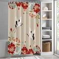 thumbnail image 6 of Rustic Crane Shower Curtain Set, Waterproof Shower Curtains for Bathroom, Vintage Red Teal Spring Floral Botanical Washable Fabric Cloth Bath Curtain for Bathtub Decoration with Hooks 60x72 Inches, 6 of 9