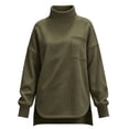 thumbnail image 4 of Women's Turtleneck Oversized Sweatshirt, Long Sleeve Fall Winter Casual Sweatshirt with Chest Pocket and Side Slit, Women's ,Size S-2XL, 4 of 4