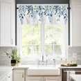 thumbnail image 3 of Blue Teal Eucalyptus Leaves Kitchen Valances for Windows 60x18 Inch Kitchen Curtains Valances Rod Pocket Watercolor Weeping Botanical Bathroom Window Valances for Window Treatment Decor, 3 of 6