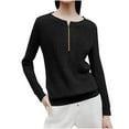 thumbnail image 2 of Antinious Womens Half Zip Cropped Pullove Long Sleeve Solid Casual Tops,Winter Sweatshirt for Women,Going Out Tops for Women,Black,XXL, 2 of 5