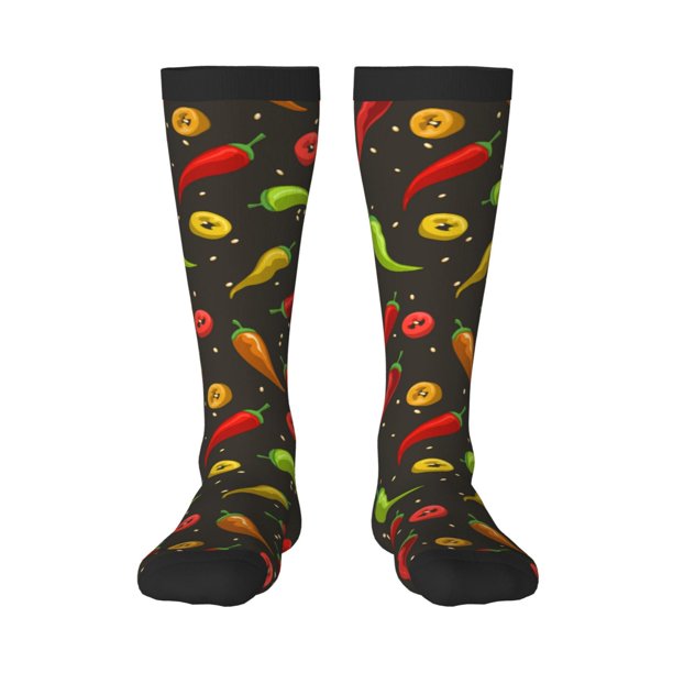 Fotbe Chili2 Calcetas Divertidas Estampadas para Hombre y Mujer, Calcetas de Algodón hasta la Rodilla para Caminar, Correr, Enfermería y Embarazo