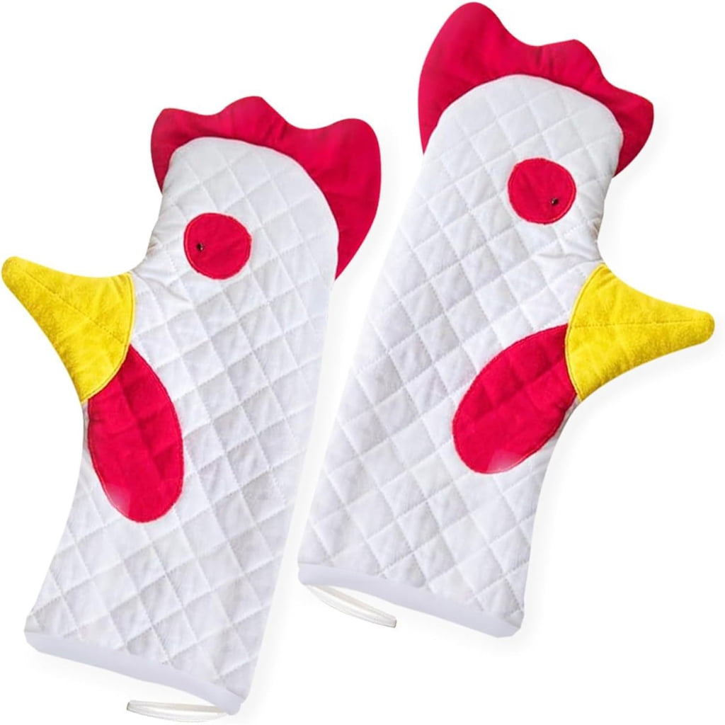 Oven Glove Heat Resistant Non-woven Fabric Oven Mitts Rooster Shape for Kitchen