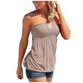 thumbnail image 2 of Bowake Women's Strapless Pleated Tube Top Blouse Sleeveless Tunic Summer Solid Shirt, 2 of 5