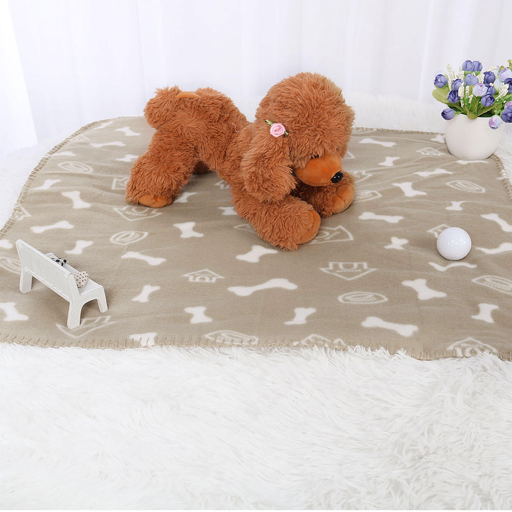 Soft Fleece Pet Blanket Dog Cat Puppy Kitten Warm Throw Blankets Sleep Bed  Mat Couch Cover Beige 28