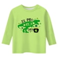 thumbnail image 4 of Gunia St Patricks Shirts For Kids Boys Girls 3/4 Sleeve Irish Green Shamrock Clover Funny Graphic Crew Neck Casual St. Patrick'S Day T-Shirt Kids Tee Tops 3-14 Years Light Green, 4 of 4