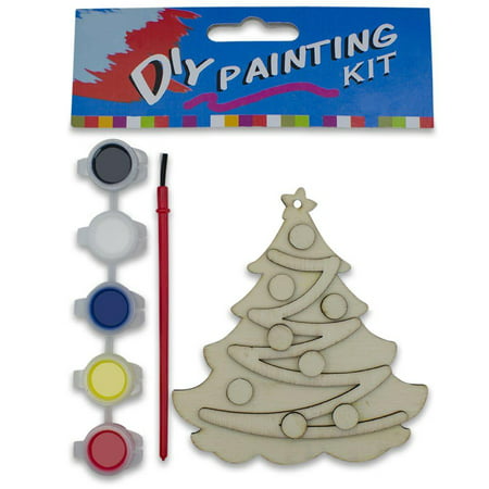 Unfinished Wooden Christmas Tree Ornament Craft Kit 4.25