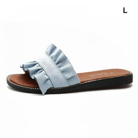 

Summer Women Suede Leather Slippers Sandals Shoes Outdoor Footwear Casual Slides Shoes