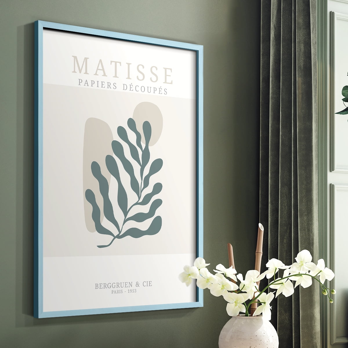 Matisse CDXXXVII in Blue Solid Wood Framed Print No Nail Hanging