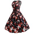 thumbnail image 4 of Vestido de fiesta de noche de Navidad sin mangas con cuello redondo y estampado vintage para mujer Pompotops  ghjkhdj6437, 4 of 8