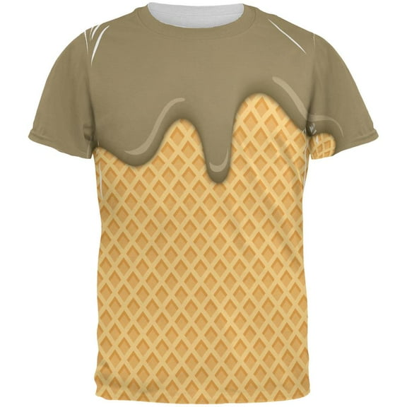 Melting Chocolate Ice Cream Cone All Over Mens T Shirt Multi SM