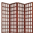 thumbnail image 3 of Wooden 4 Panel Foldable Window Pane Screen with Grid Design, Brown- Saltoro Sherpi, 3 of 5
