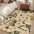 thumbnail image 4 of Rectangle Area Rugs 2.7 x 5 Ft, Cartoon Tractor Non-Slip Residential Carpet, Cute Digger Shovel Truck Car Khaki Indoor Crawling Mats Runner Rugs for Living Room/Dining Room/Bedroom, 4 of 8
