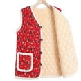thumbnail image 4 of Oplxuo Women's Fuzzy Sherpa Quilted Vest Floral Print Button Down Waistcoat Sleeveless Gilet Jacket Outerwear with Pockets, 4 of 5