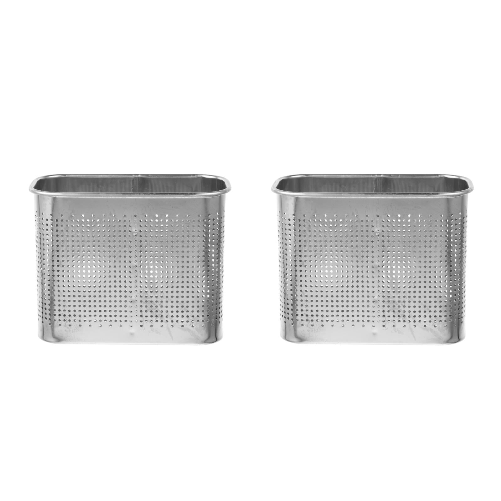 FRCOLOR 2pcs Stainless Steel Chopstick Holder Kitchen Wall Utensil Holder 2-compartment Spoon Holder Hanging Type Cutlery Holder Basket