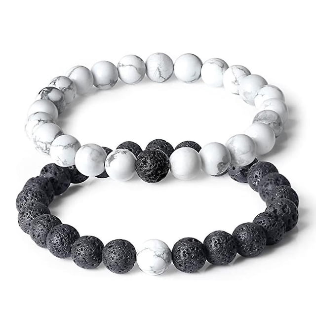 Pulsera de pareja de nubuck con bomba de piedra, cuerda sexual