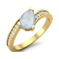 thumbnail image 2 of 7x5MM Pear Shape Natural Moonstone 925 Sterling Silver Gold Vemreil Solitaire Mother's Day Gift Ring, 2 of 3