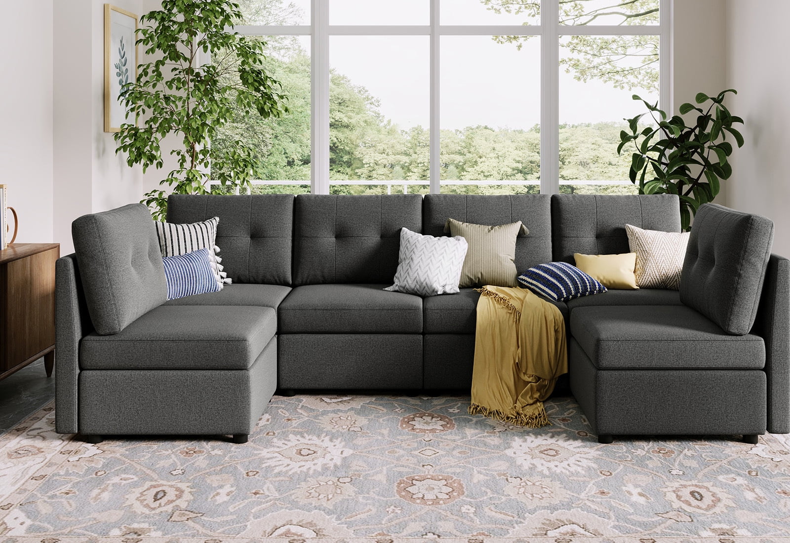 LINSY HOME 27.5 Depth Modular Couch,Storage Couches and Sofas