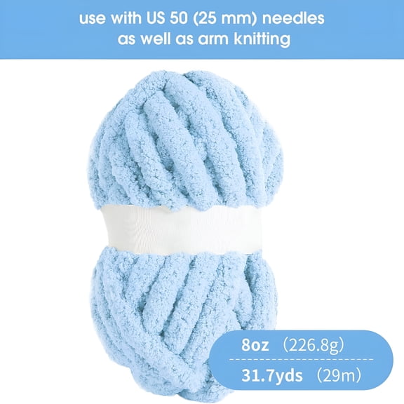 PALINO 2026 New Country Blue Chenille Yarn for Crocheting,Bulky Thick Fluffy Yarn for Knitting,Super Bulky Chunky Yarn for Hand Knitting Blanket,Soft Plush Yarn,1 Jumbo Pack(27 Yds,8 Oz Each Skein)