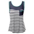 thumbnail image 1 of FashionOutfit Women's Color Contrast Sailor Striped Zipper Detail Pocket Tank Tops, 1 of 3