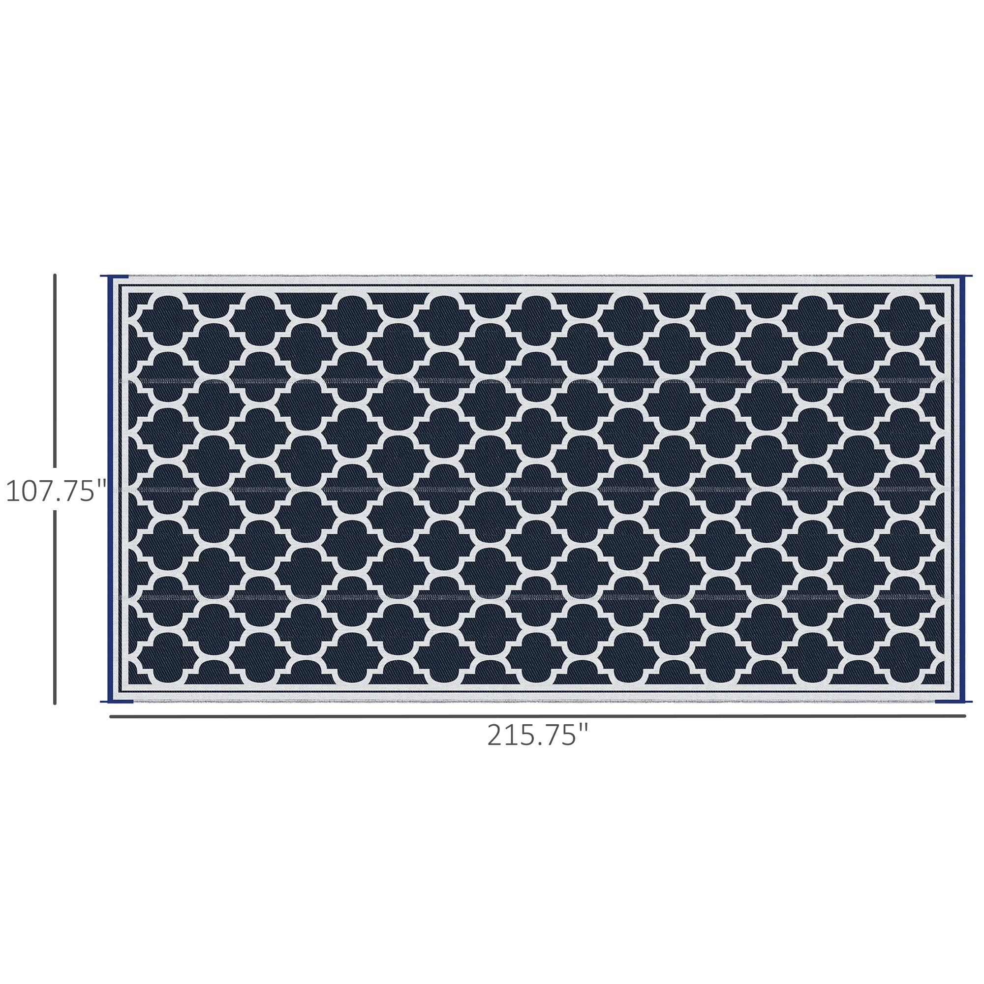 Outsunny Outdoor Rug, 9' x 18' Plastic Rug, Blue & White