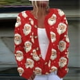 thumbnail image 2 of Penkiiy Women's Christmas Sweater Cardigan Heart Print Y2K Button Open Front Cardigans V Neck Cropped Knitted Outerwear 4XL Multicolor, 2 of 3