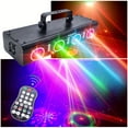 thumbnail image 1 of 1 Pce Lumières de Fête DJ Disco, 4 Faisceaux + 9led Effet 3D Multi-Mode DMX Audio, 1 of 4