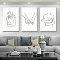thumbnail image 3 of 3pcs Set Minimalist Black and White Love Line Art, Frameless Canvas Wall Prints, Abstract Interior Decor for Living Room, Bedroom, Office - Unframed Landscape Theme Posters, 3 of 4