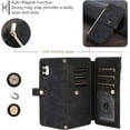 thumbnail image 4 of Crossbody Wallet Case for Samsung Galaxy A13/A04s, 9 Card Slots Adjustable Crossbody Zipper Cover Detachable Lanyard Strap Flip Case with Hand Strap Kickstand Case - Black, 4 of 11